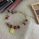 Romantic Style Tourmaline Jades Crystal Beads Pendant Bracelet