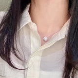 S925 Silver Sunflower Necklace Women's Star Shining Wedding Jewelry