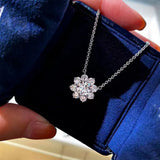 S925 Silver Sunflower Necklace Women's Star Shining Wedding Jewelry