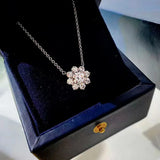 S925 Silver Sunflower Necklace Women's Star Shining Wedding Jewelry