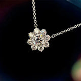 S925 Silver Sunflower Necklace Women's Star Shining Wedding Jewelry