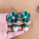 Romantic Flower Petal Clip Earrings Pretty Drop Pendant Accessories