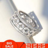 Romantic Flower Ring Silver CZ Engagement Wedding Band for Women