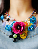 Romantic Colorful Women Choker Necklace Five Flower Accessories