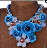 Romantic Colorful Women Choker Necklace Five Flower Accessories