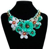 Romantic Colorful Women Choker Necklace Five Flower Accessories