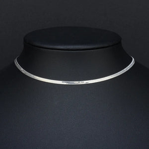 Stainless Steel Choker Necklace Flat Snake Chain Women