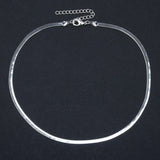 Stainless Steel Choker Necklace Flat Snake Chain Women