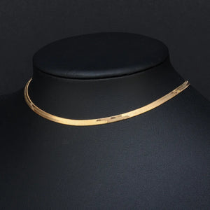 Stainless Steel Choker Necklace Flat Snake Chain Women