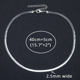 Stainless Steel Choker Necklace Flat Snake Chain Women