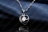 925 Silver Heart Pendant Necklace Earring Set Crystal CZ Wedding Gift