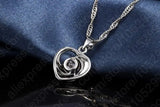 925 Silver Heart Pendant Necklace Earring Set Crystal CZ Wedding Gift