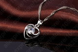 925 Silver Heart Pendant Necklace Earring Set Crystal CZ Wedding Gift