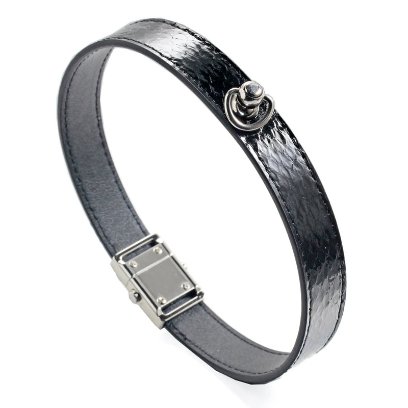 Romantic Glossy Scales Leather Choker Necklace 41CM