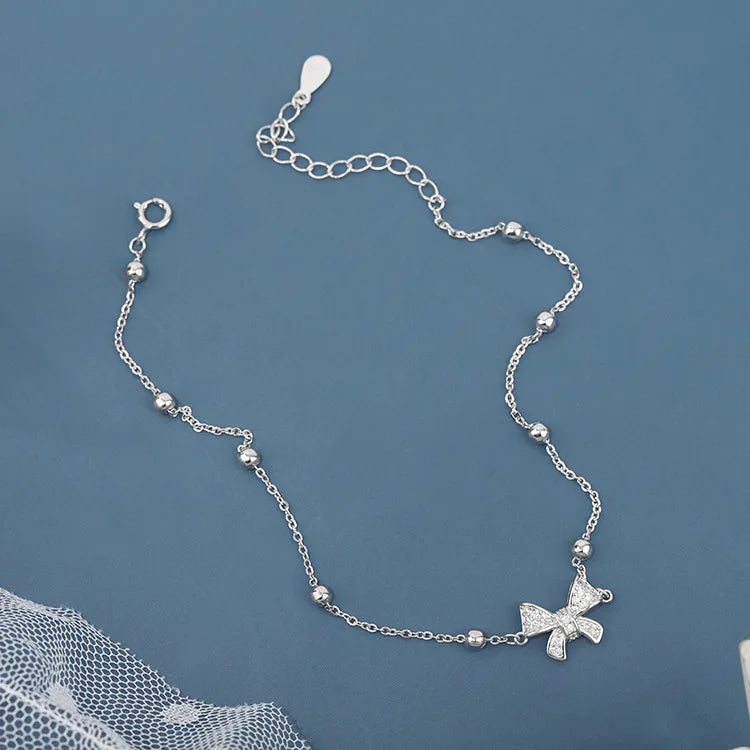 925 Sterling Silver Zircon Anklet - Romantic Gift for Women