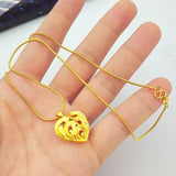 Romantic 14k Yellow Heart Chain Necklace for Women Wedding