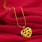 Romantic 14k Yellow Heart Chain Necklace for Women Wedding