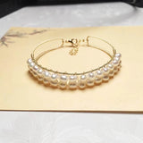 Romantic Pearl Beads Bracelet Vintage Hollow Charms Bangle