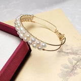 Romantic Pearl Beads Bracelet Vintage Hollow Charms Bangle