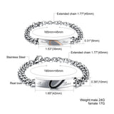 Romantic Half Heart Couple Bracelets Stainless Steel Chain Men Women Jewelry