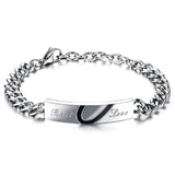 Romantic Half Heart Couple Bracelets Stainless Steel Chain Men Women Jewelry