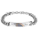 Romantic Half Heart Couple Bracelets Stainless Steel Chain Men Women Jewelry