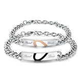 Romantic Half Heart Couple Bracelets Stainless Steel Chain Men Women Jewelry