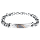 Romantic Half Heart Couple Bracelets Stainless Steel Chain Men Women Jewelry