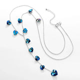 Romantic Heart Beads Necklace Crystals From Austria Silver Long