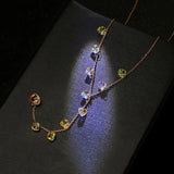 Romantic Heart Beads Necklace Crystals From Austria Silver Long