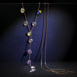 Romantic Heart Beads Necklace Crystals From Austria Silver Long