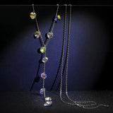 Romantic Heart Beads Necklace Crystals From Austria Silver Long