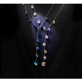 Romantic Heart Beads Necklace Crystals From Austria Silver Long