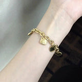 Heart Coin Charm Bracelet Cuban Link Chain