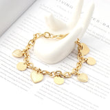 Heart Coin Charm Bracelet Cuban Link Chain