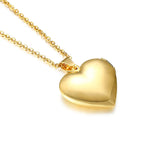 Heart Locket Pendant Necklace Women Silver Stainless Steel Photo Frame