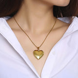 Heart Locket Pendant Open Photo Frame Necklace in Stainless Steel