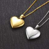 Heart Locket Pendant Open Photo Frame Necklace in Stainless Steel