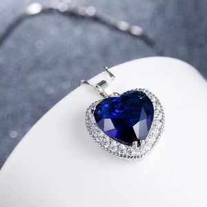 Romantic Heart Of Ocean Crystal Platinum Ladies Pendant Necklace