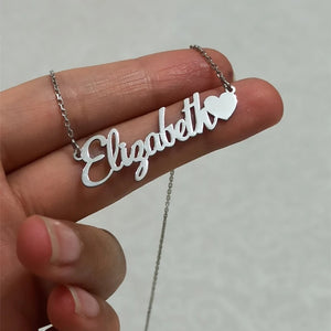 Romantic Heart Pendant Heart Name Necklace Women Jewelry Stainless Steel