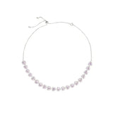 Romantic Heart Pink CZ Necklace Silver Adjustable Sweater Chain
