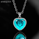 Romantic Paraiba Tourmaline Pendant Necklace with Lab Diamond