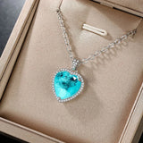 Romantic Paraiba Tourmaline Pendant Necklace with Lab Diamond