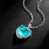 Romantic Paraiba Tourmaline Pendant Necklace with Lab Diamond
