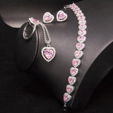 Romantic Heart 925 Silver Bridal Jewelry Set