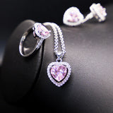 Romantic Heart 925 Silver Bridal Jewelry Set