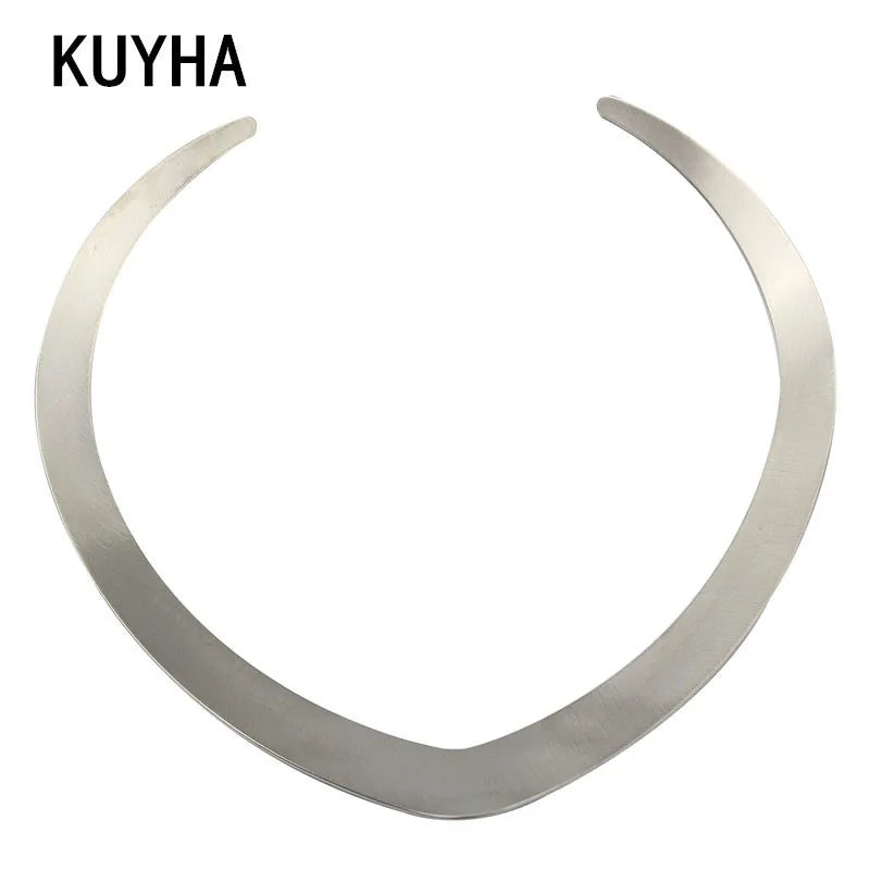Romantic Heart Style Necklace Silver Stainless Steel Choker