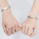 Romantic His Hers Love Heart Key Lock Matching Bracelets Bangle