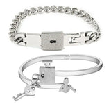 Romantic His Hers Love Heart Key Lock Matching Bracelets Bangle