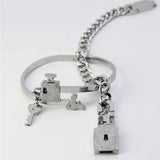 Romantic His Hers Love Heart Key Lock Matching Bracelets Bangle